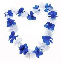 סט 12 שרשרת פרחים כחול לבן